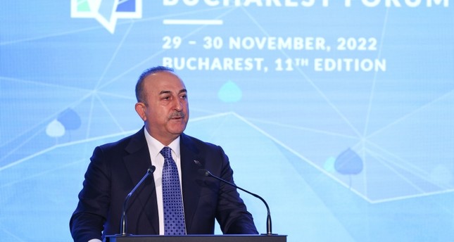 وزير الخارجية التركي تشاوش أوغلو   ألقى كلمة في منتدى بوخارست الحادي عشر بالعاصمة الرومانية الأناضول