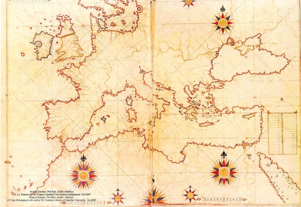 The world map drawn by Piri Reis.