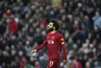 Liverpool's Mohamed Salah during an English Premier League match against Southampton at Anfield Stadium, Feb. 1, 2020. (AP Photo)