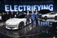The BMW board pose for a photo at a BMW event during the first media day of the International Frankfurt Motor Show IAA in Frankfurt, which runs through Sept. 24, 2017.