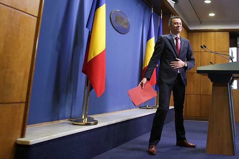 Romanian Prime Minister Sorin Grindeanu walks following a news conference after a no-confidence motion in Bucharest, Romania, June 21, 2017. (Reuters Photo)