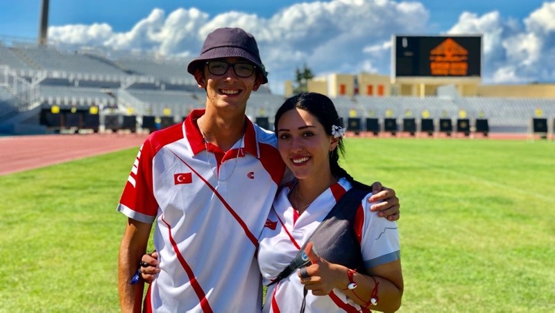 Turkish archers Mete Gazoz and Yasemin Ecem Anagu00f6z. (IHA Photo)