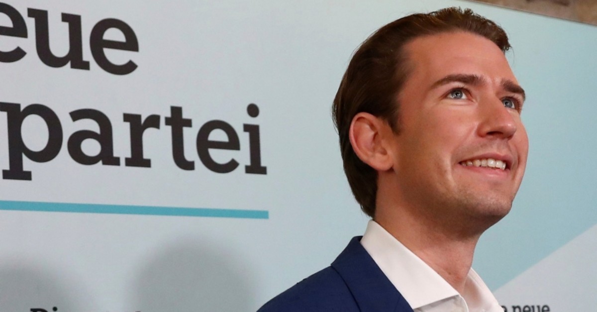 Former Austrian chancellor and top candidate of the Austrian People's Party, OEVP, Sebastian Kurz arrives for a closing rally ahead of federal elections in Vienna, Austria, Saturday, Sept. 28, 2019. (AP Photo)