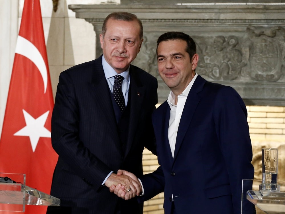 President Recep Tayyip Erdou011fan and Greek Prime Minister Alexis Tsipras attend a press conference following their meeting at the Maximos Mansion, Athens, Greece Dec. 7. 
