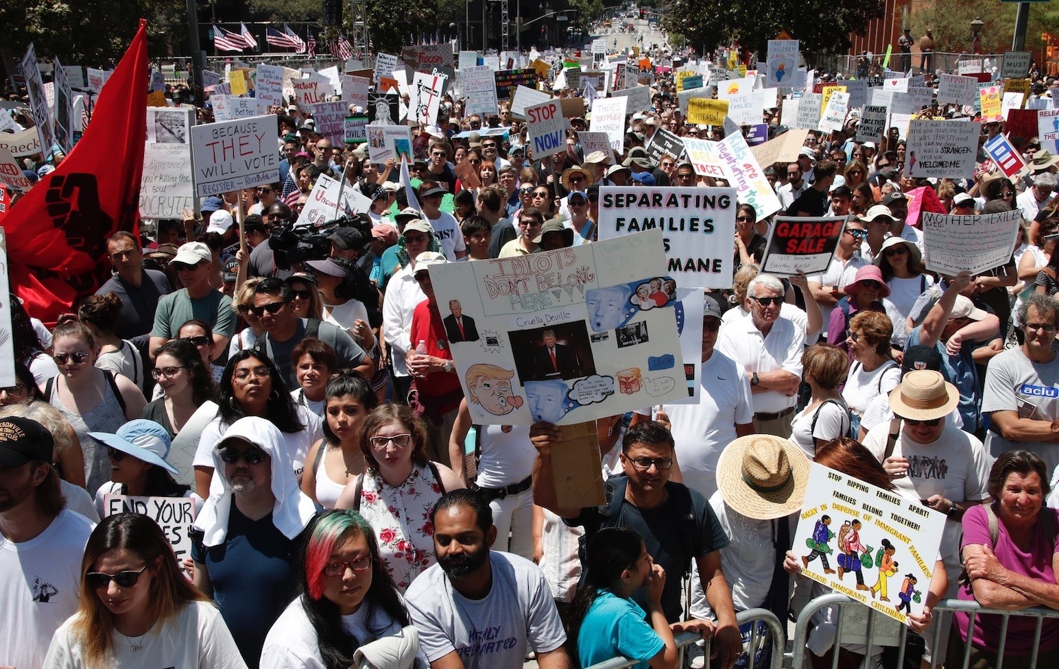 Thousands march in protest of the immigration policies of U.S. President Donald Trump, Los Angeles, CA., June 30.