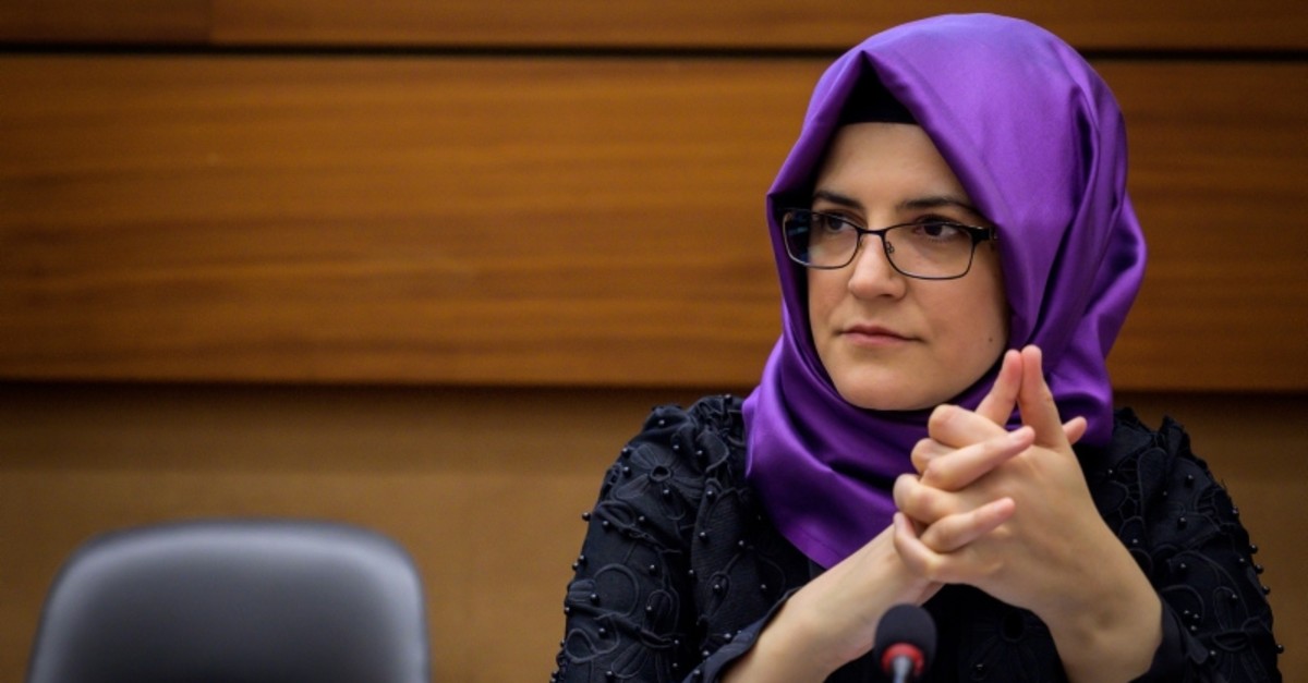 Turkish writer and fiancee of the murdered Saudi journalist Jamal Khashoggi Hatice Cengiz attends a side event during the United Nations Human Rights Council in Geneva on June 25, 2019. (AFP Photo)
