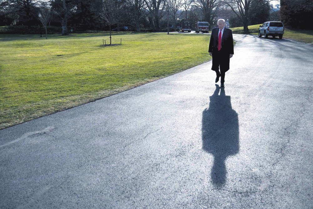 President Trump walks to Marine One on the South Lawn of the White House, Washington, Dec. 21.