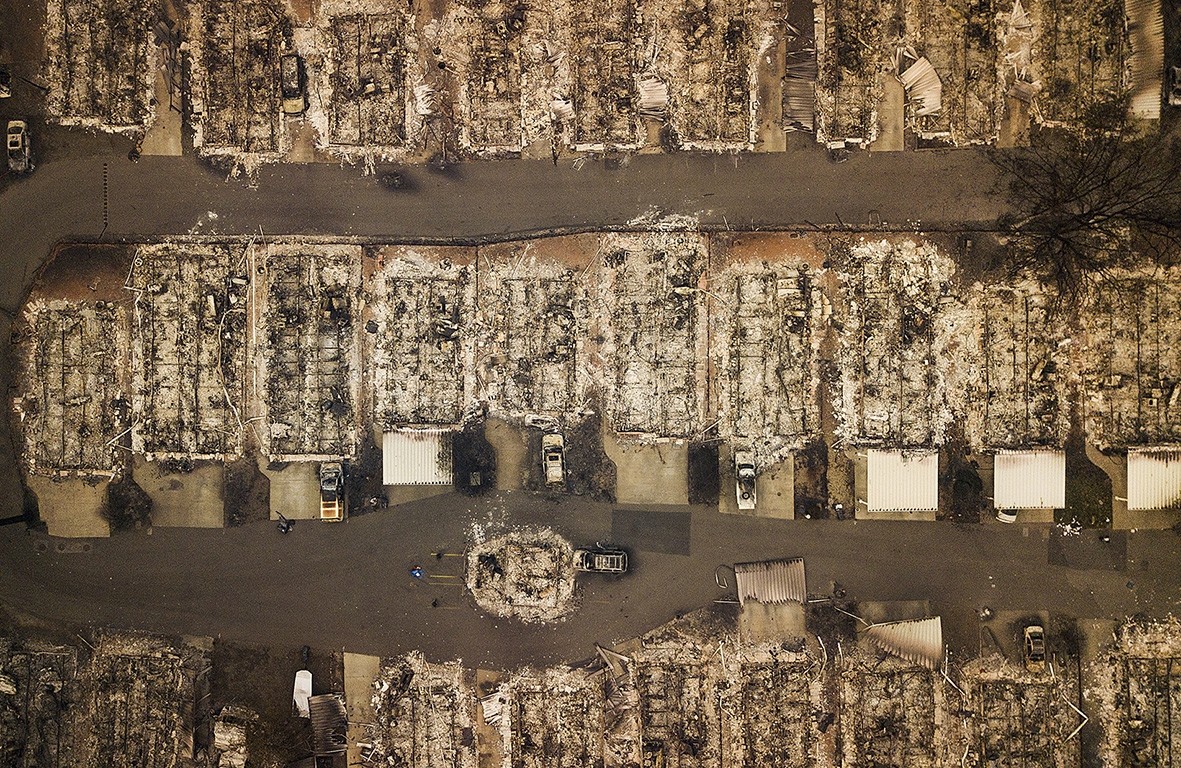 Residences leveled by the wildfire line a neighborhood in Paradise, Calif., on Thursday, Nov. 15, 2018. (AP Photo)