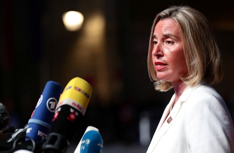 EU High Representative for Foreign Affairs and Security Policy Federica Mogherini talks to the media as she arrives for the informal meeting of European Union leaders ahead of the EU summit, in Salzburg, Austria, September 19, 2018. (Reuters Photo)