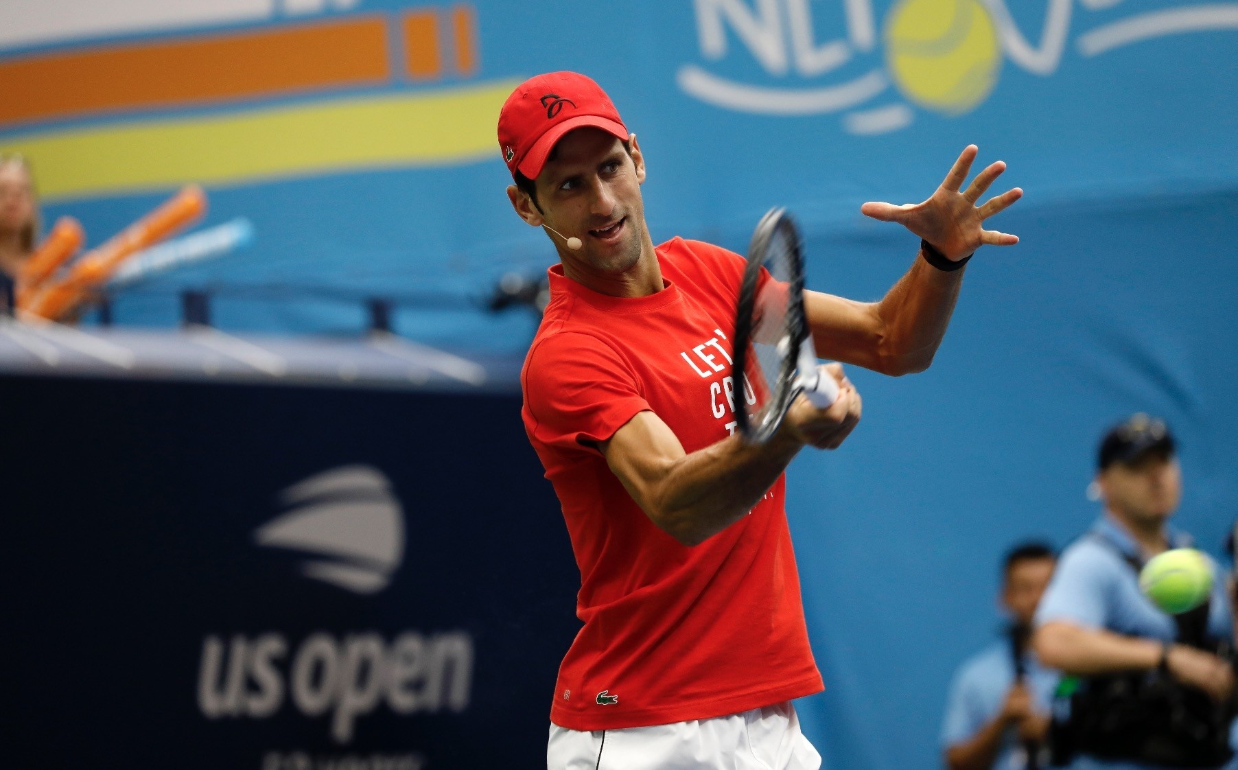 Serbian tennis player Novak Djokovic participates at the u20182018 Arthur Ashe Kids Dayu2019 at the 2018 U.S. Open Tennis Championships at the USTA National Tennis Center in Flushing Meadows, New York, Aug. 25.