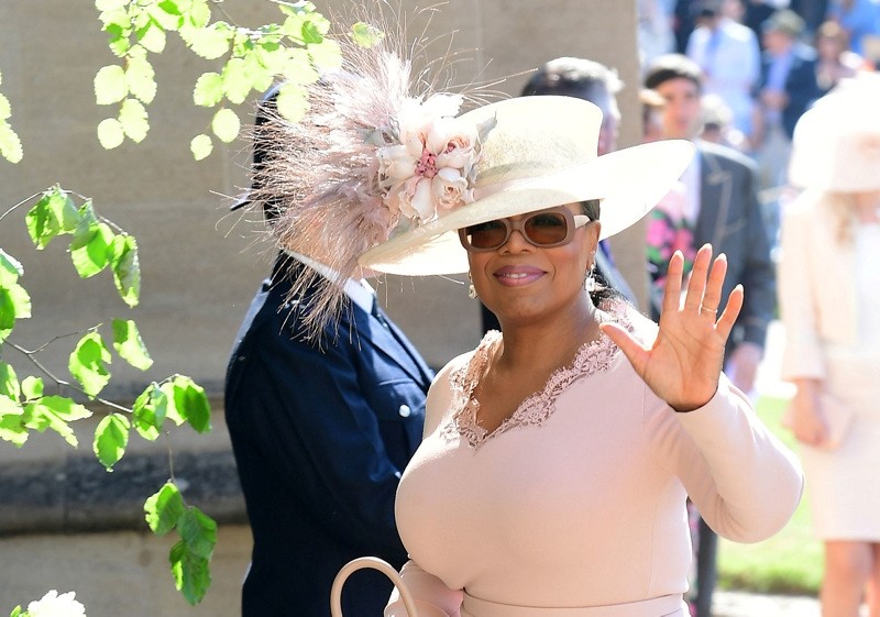 Presenter Oprah Winfrey arrives for the wedding ceremony of Britain's Prince Harry, Duke of Sussex and US actress Meghan Markle at St George's Chapel, Windsor Castle, in Windsor, on May 19, 2018.