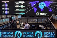 Traders work at their desks on the floor of Borsa Istanbul in Istanbul, May 22, 2018.
