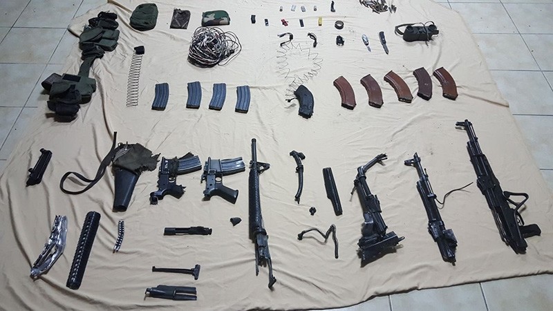 Weapons seized during operation on April 6, 2018, that killed PKK terrorist Seyithan Sinet. (DHA Photo)