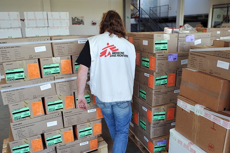 In this file photo taken on January 13, 2010 a member of  French association ,Medecins sans frontieres, (Doctors Without Borders) is seen at the association logistics hub in Bordeaux-Merignac. (AFP Photo)