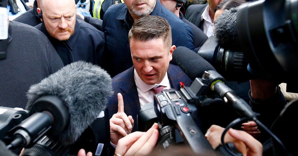 ar right activist Stephen Yaxley-Lennon, who goes by the name Tommy Robinson, leaves the Old Bailey (Reuters Photo)