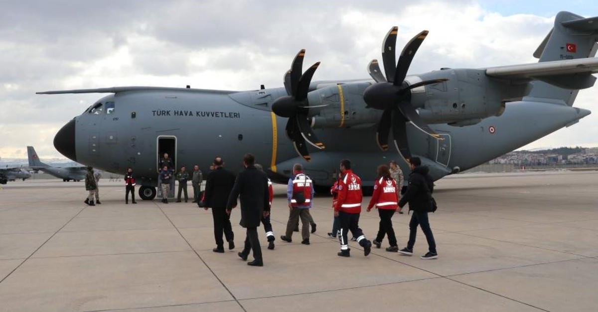 ,Koca Yusuf,, a military cargo plane converted into an ambulance, took off from Ankara for China to evacuate Turkish citizens. (AA Photo)