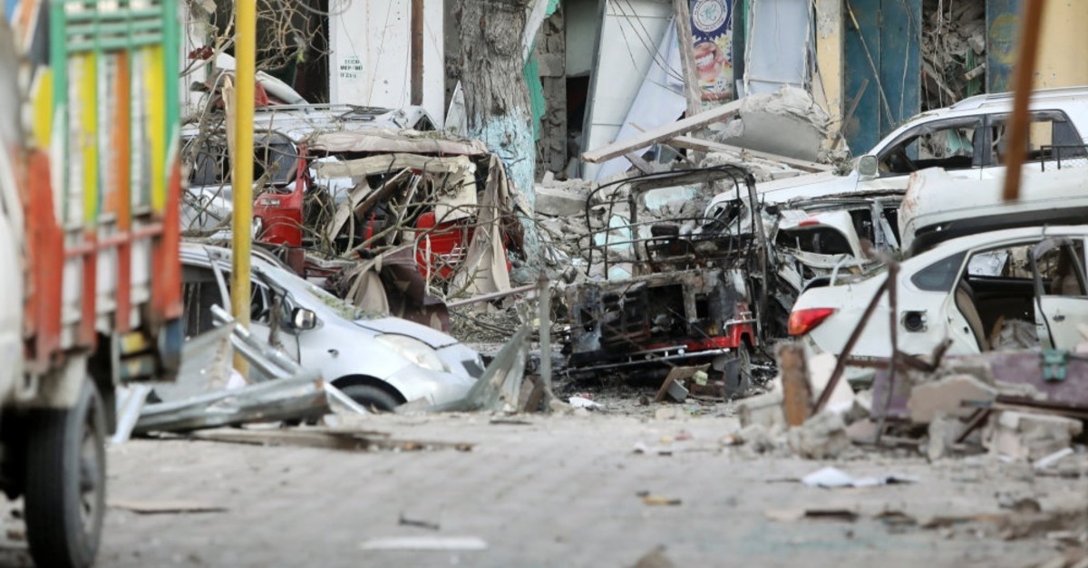 Damaged cars are seen at the scene where a suicide car bomb exploded in Maka Al Mukaram street in Mogadishu, Somalia March 1, 2019.