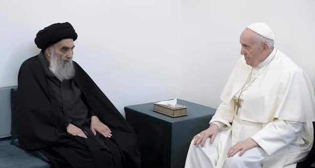 بابا الفاتيكان يلتقي السيستاني في النجف ويبحثان التحديات التي تواجه الإنسانية