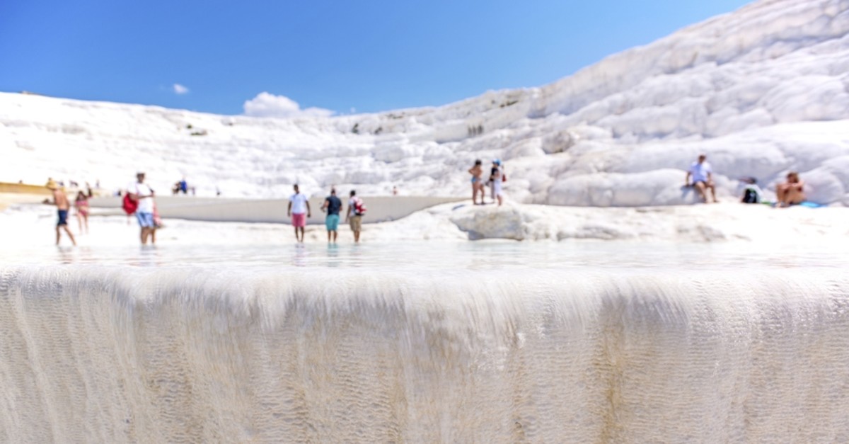Tourists flocked to Pamukkale during the eid holiday last week. 