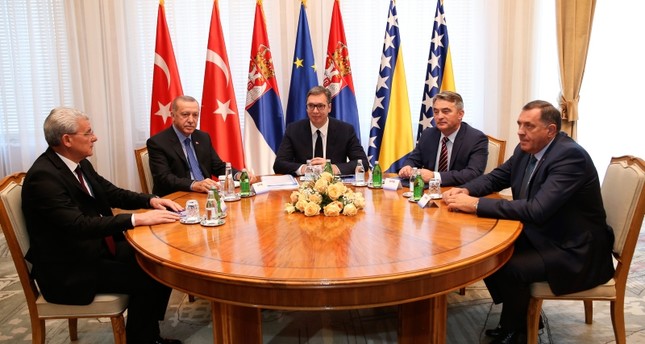 الرئيس التركي مع نظيريه الصربي والبوسني IHA
