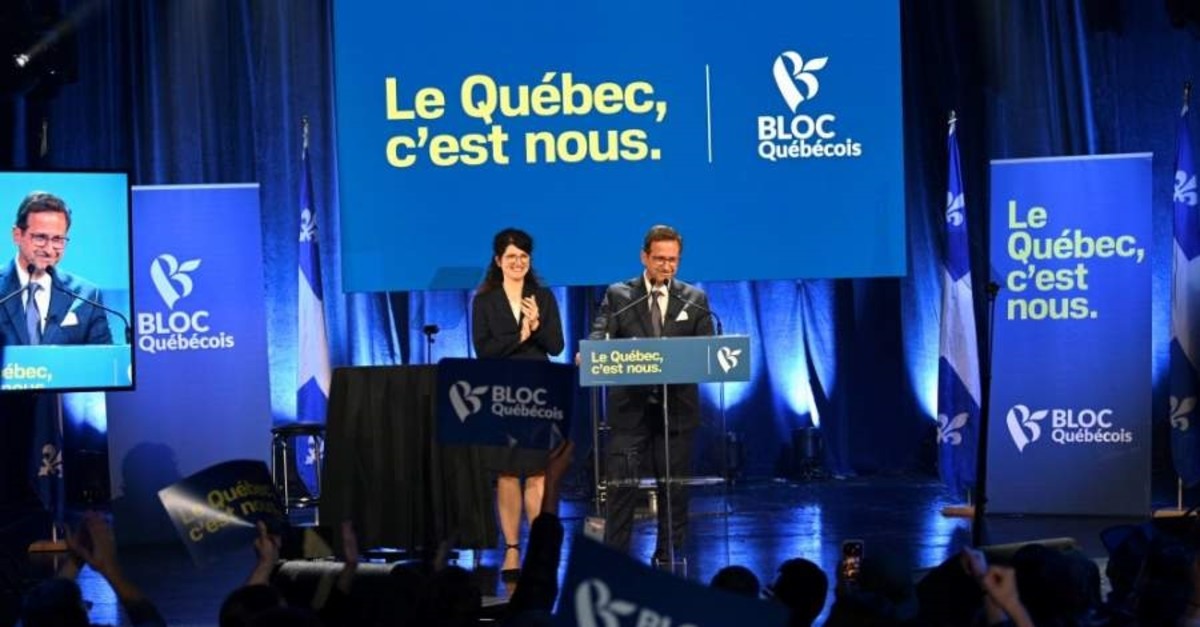 Bloc Quebecois leader Yves-Francois Blanchet reacts after Canada's federal election, Montreal, Oct. 22, 2019. (REUTERS Photo)