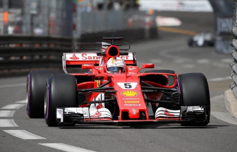 Ferrari's Sebastian Vettel in action during the first free practice session. (Reuters Photo)