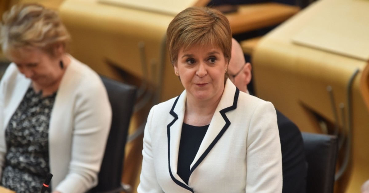 Scotland's First Minister Nicola Sturgeon makes a statement to the Scottish Parliament on Brexit and a second independence referendum, at Holyrood, central Edinburgh on April 24, 2019. (AFP Photo)