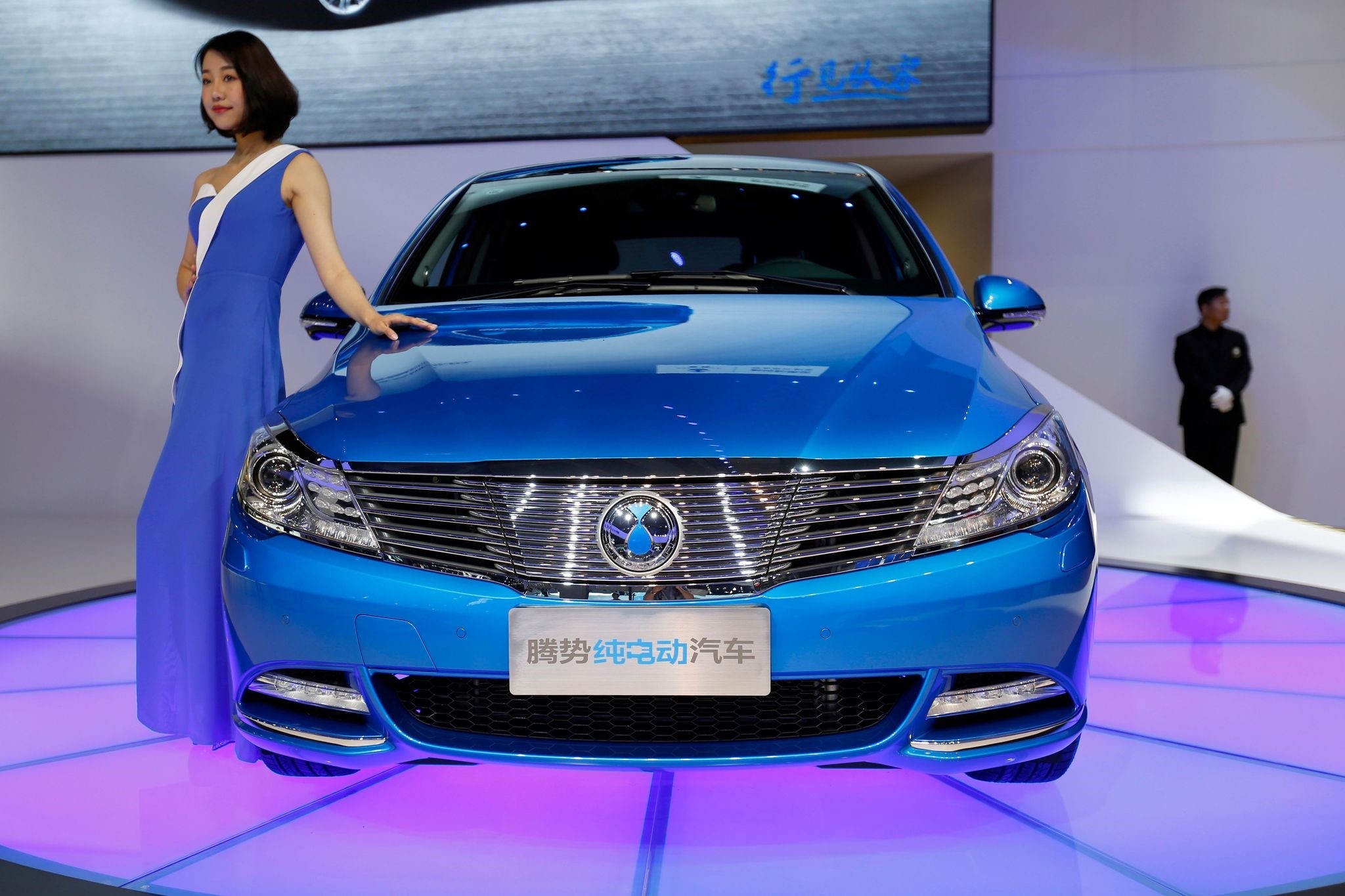 A DENZA EV car displayed during the first day of the 17th Shanghai International Automobile Industry Exhibition in Shanghai.