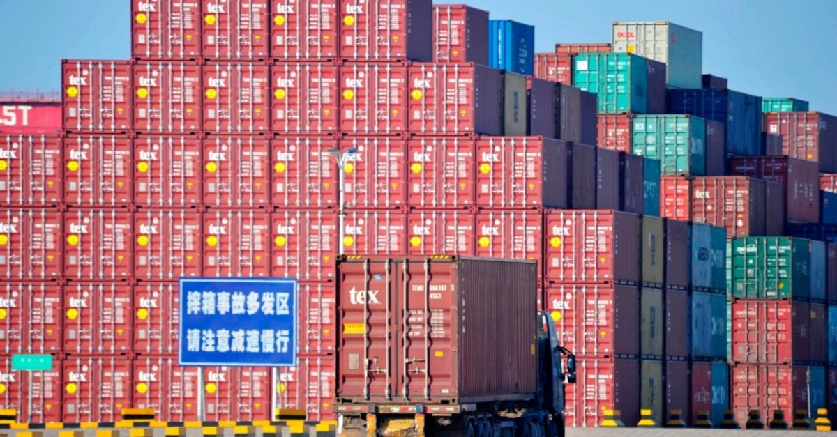 This file photo taken on June 24, 2019 shows containers at the Qingdao Port Foreign Trade Container Terminal in Qingdao, in China's eastern Shandong province. (AFP Photo)