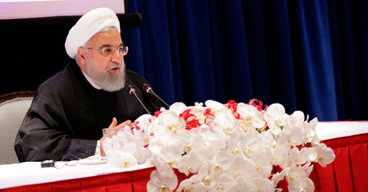 Iranian President Hassan Rouhani speaks during a press conference in New York on September 26, 2019. (AFP Photo)