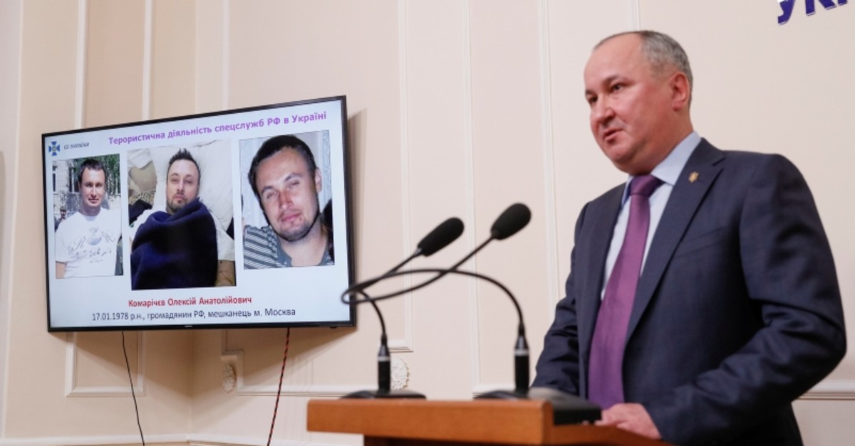 Head of the Security Service of Ukraine (SBU) Vasyl Hrytsak speaks during a news conference, dedicated to the alleged detention of members of a Russian sabotage-reconnaissance group, in Kiev, Ukraine, April 17, 2019. (Reuters Photo)
