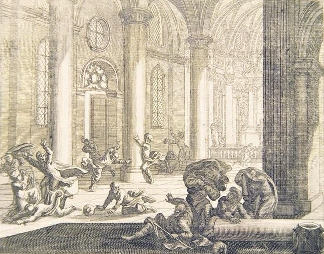 An artistu2019s rendering of people panicking during an earthquake that hit Istanbul in the 16th century.