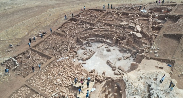 منظر جوي لموقع Göbeklitepe الذي يعود تاريخه إلى ما يقرب من 12000 عام إلى العصر الحجري الحديث ، شانليورفا ، تركيا ، 1 يناير 2023. IHA