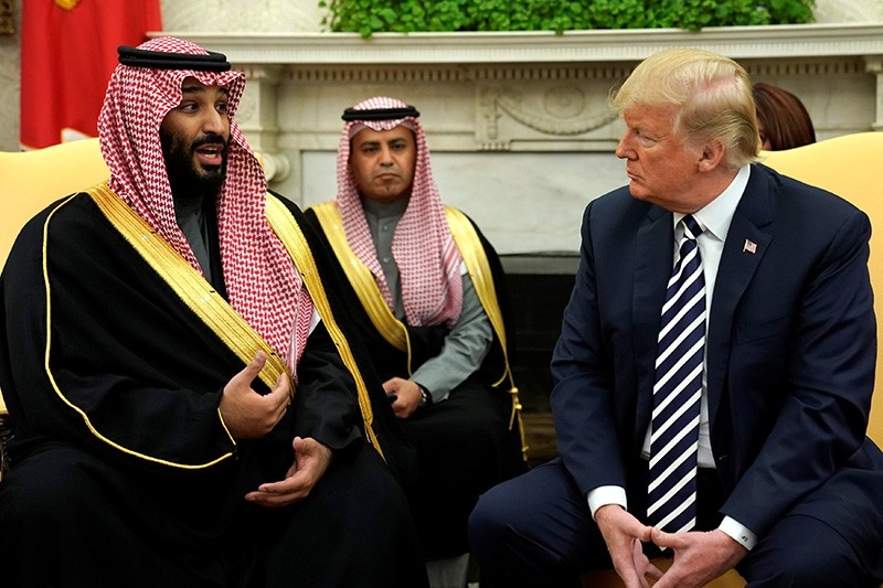 Saudi Arabia's Crown Prince Mohammed bin Salman delivers remarks as U.S. President Donald Trump welcomes him in the Oval Office at the White House in Washington, U.S. March 20, 2018. (Reuters Photo)