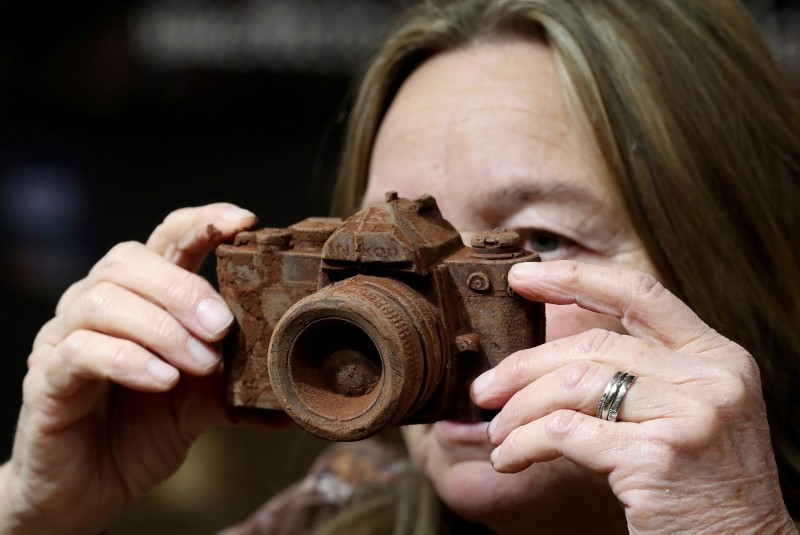 A photo camera made of chocolate is seen at the 