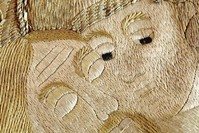 Detail from the epitaph cover from the Church of the Dormition of Mary Archimandreiou, silk, silver and gold-plated metal, attributed to a workshop in Vienna, 1733.