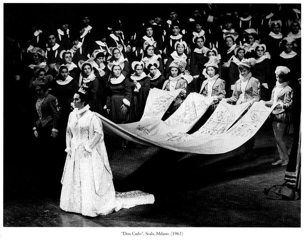 A photo from Leyla Genceru2019s performance of u201cDon Carlou201d at La Scala in Milano in 1963.