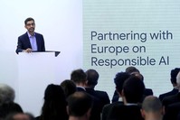 Sundar Pichai, CEO of Google and Alphabet, speaks on artificial intelligence during a Bruegel think tank conference in Brussels, Belgium, Jan. 20, 2020. (Reuters Photo)