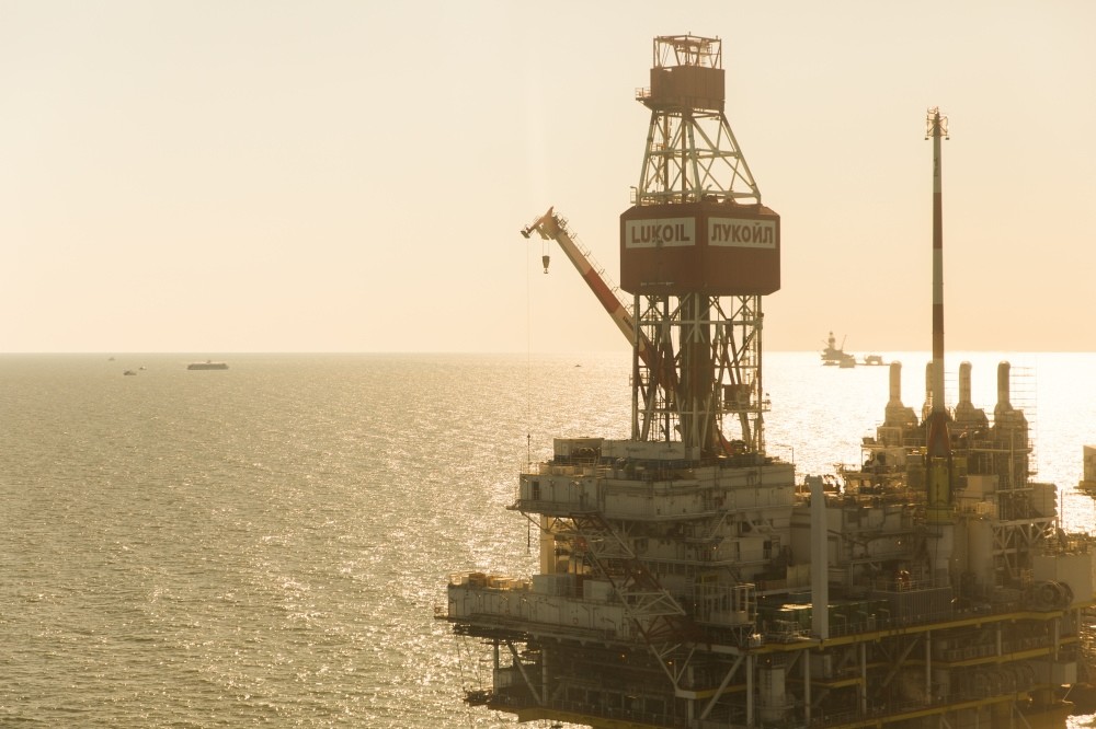 Lukoil's V. Filanovsky offshore oil field in the Caspian Sea.