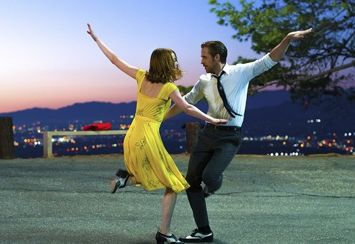 This image released by Lionsgate shows Ryan Gosling, right, and Emma Stone in a scene from,