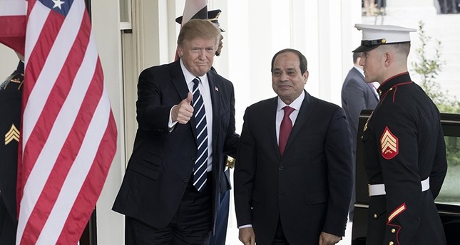 الرئيس الأمريكي في استقبال الرئيس المصري، نيسان 2017