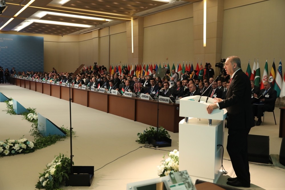 President Recep Tayyip Erdou011fan speaking during the 34th session of the COMCEC in Istanbul, yesterday. 