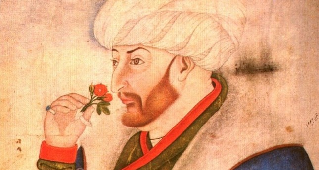 السلطان محمد الثاني ممسكاً بزهرة في يده
