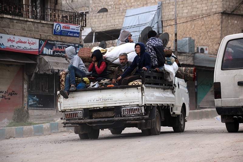 This photo taken on March 19, 2018 shows civilians returning to their homes after Turkey-backed FSA fighters liberated Afrin from YPG terrorists (AA Photo)