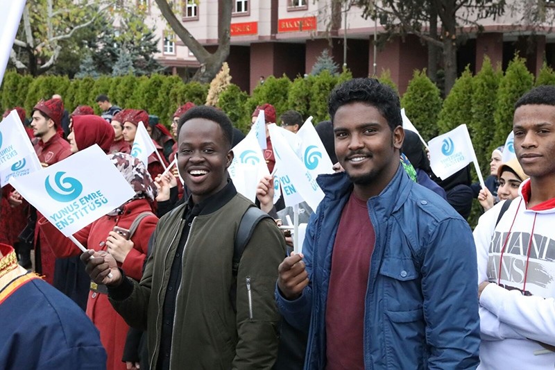 Foreign students attending Oct. 29 Republic Day celebrations in the Turkish capital Ankara (AA Photo)