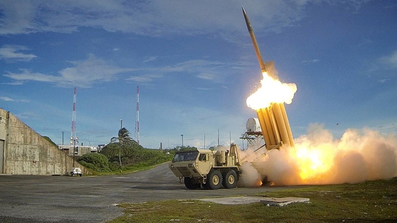 A Terminal High Altitude Area Defense (THAAD) interceptor is launched during a successful intercept test, in this undated handout photo provided by the U.S. Department of Defense, Missile Defense Agency. (via Reuters)