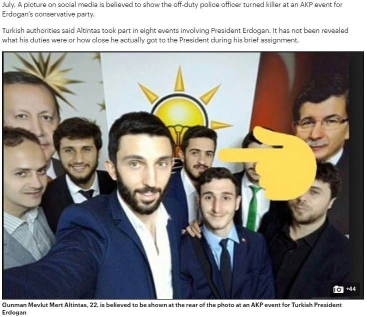 Screenshot shows Çetin's photo inside Daily Mail's article