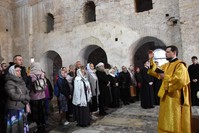 Members of the Orthodox community in Turkey attend a religious service at a historic church that now functions as a museum, Antalya, Dec. 19, 2019. (DHA Photo)