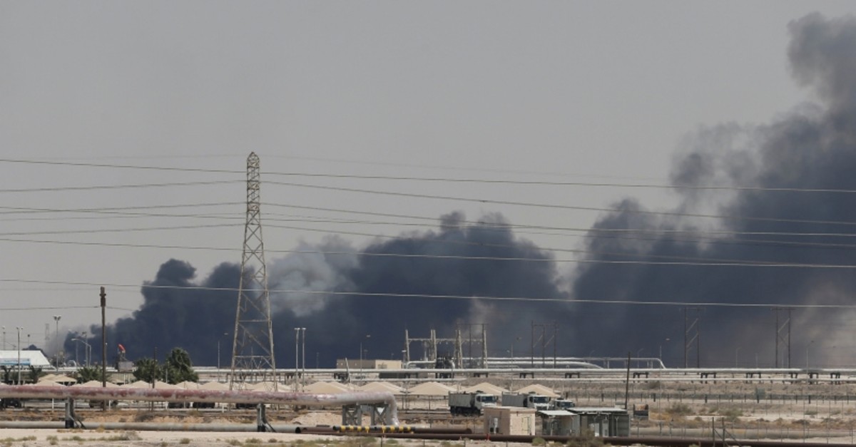 Smoke is seen following a fire at Aramco facility in the eastern city of Abqaiq, Saudi Arabia, September 14, 2019. (Reuters Photo)