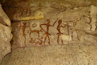 An archeological pre-historic human painting shows ancient humans from over 4,000 years ago in Nakhonratchasima, Thailand. (iStock Photo)